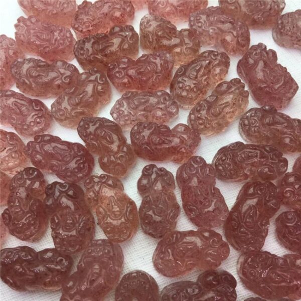 natural strawberry quartz pixiu shape pendant bead - Image 4
