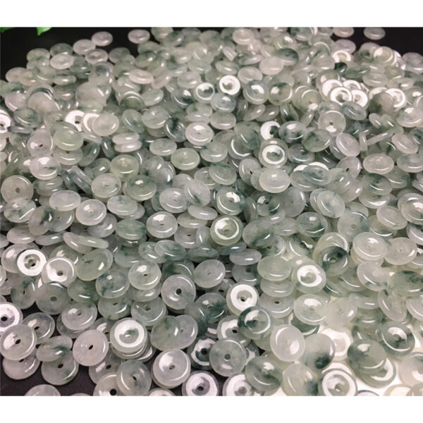 50 pcs donut green texture clear jadeite bead - Image 4