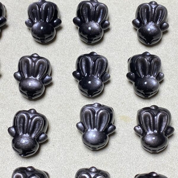 cute rabbit shape silver obsidian bead - Image 5