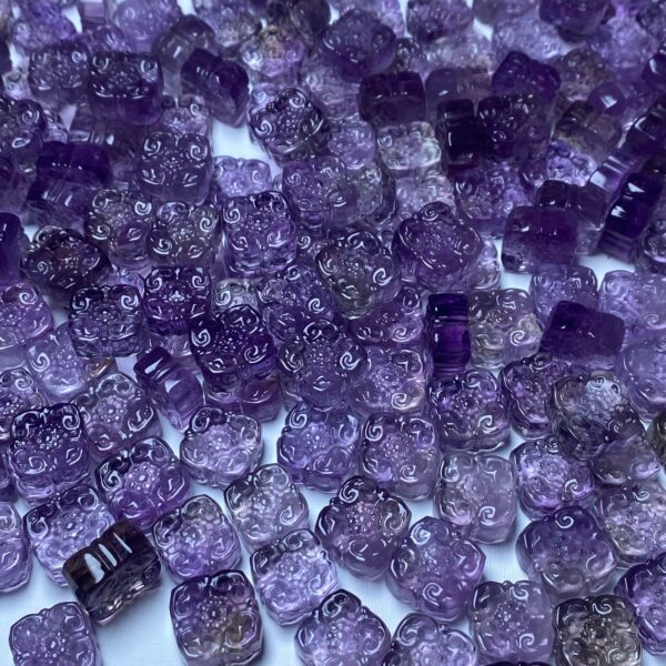 nice flower pattern square shape Brazil ametrine bead - Image 5