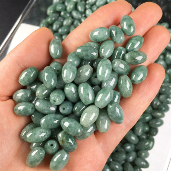 rice shape natural green jadeite bead jade bead - Image 7