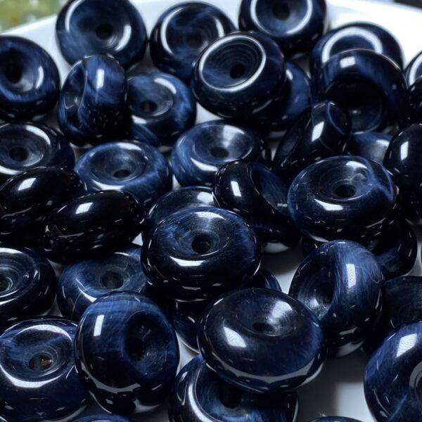 nice donut shape blue tigerite stone bead - Image 2