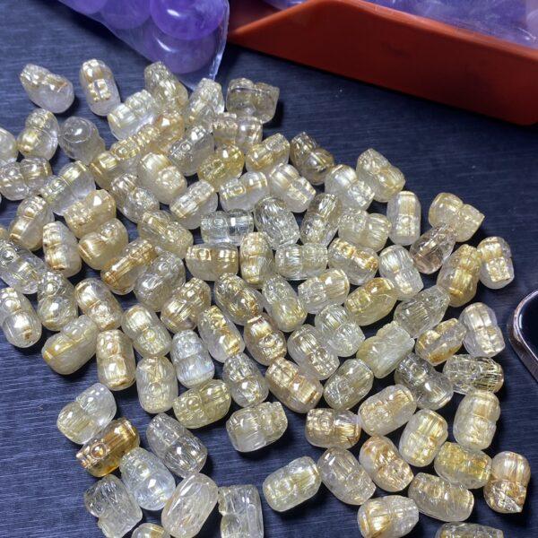 nice Pixiu animal shape rutilated quartz stone bead - Image 4