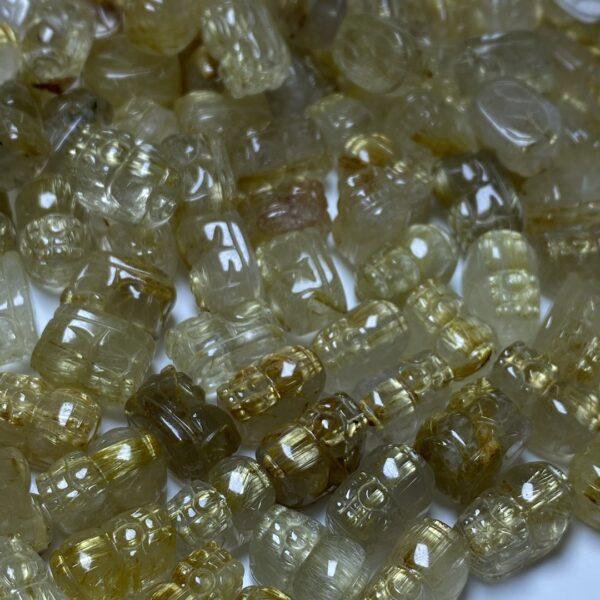 nice Pixiu animal shape rutilated quartz stone bead - Image 5