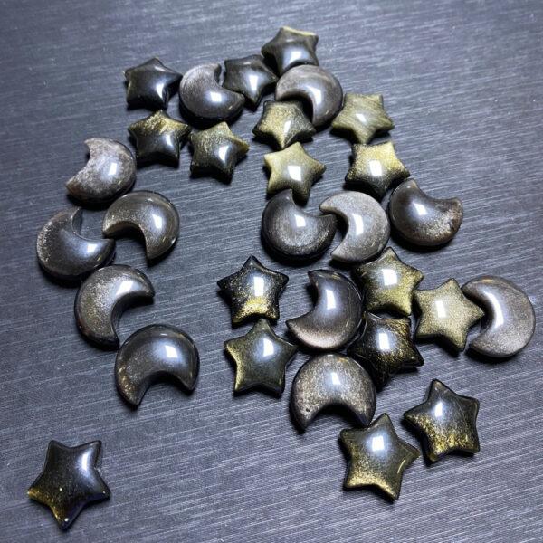 nice moon and star shape obsidian bead - Image 2