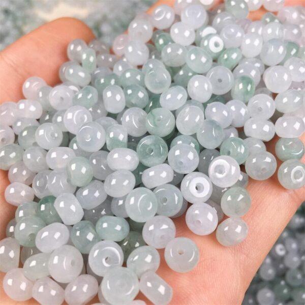 donut shape ice green and white jade bead natural jadeite bead - Image 2
