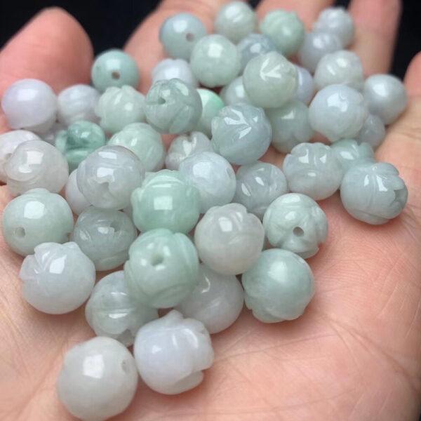 genuine natural jadeite flower shape round bead - Image 2