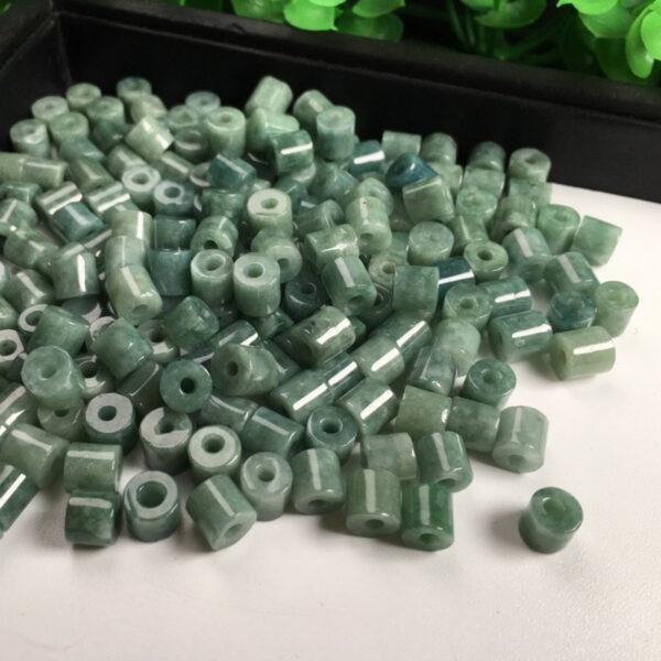 tube shape natural green jadeite bead - Image 2