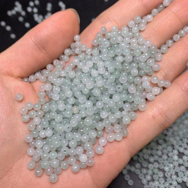 small round shape natural icy white and light green jadeite bead - Image 2