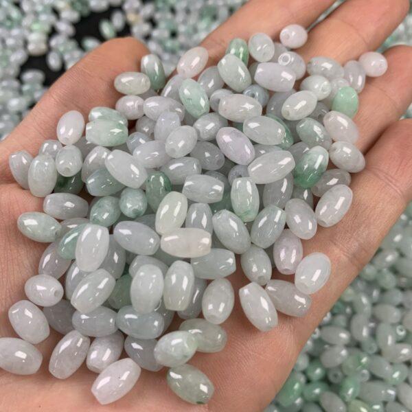 rice shape genuine natural icy jadeite bead - Image 2