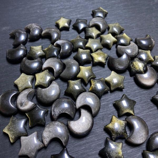 nice moon and star shape obsidian bead - Image 6