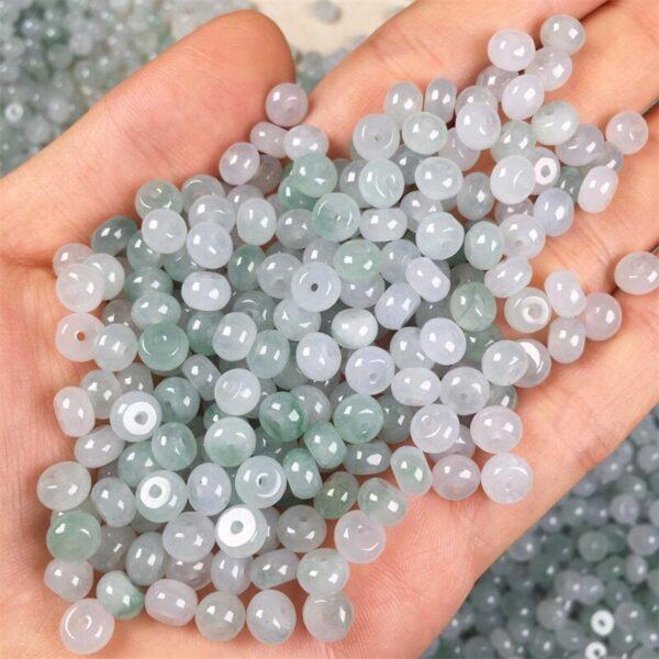 donut shape ice green and white jade bead natural jadeite bead - Image 3