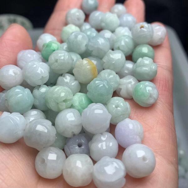 genuine natural jadeite flower shape round bead - Image 3