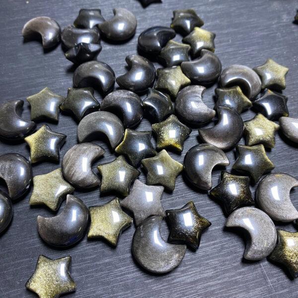 nice moon and star shape obsidian bead - Image 5