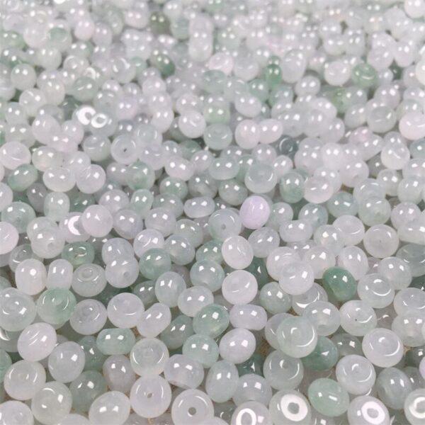 donut shape ice green and white jade bead natural jadeite bead - Image 4