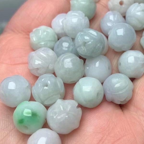 genuine natural jadeite flower shape round bead - Image 4