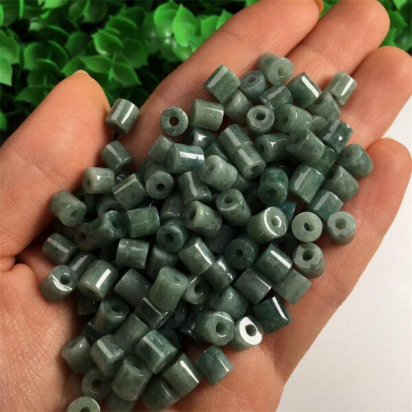 tube shape natural green jadeite bead - Image 4