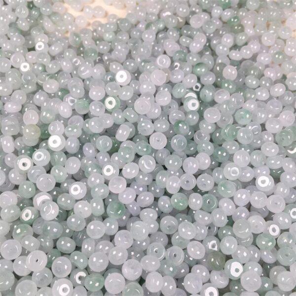 donut shape ice green and white jade bead natural jadeite bead - Image 5