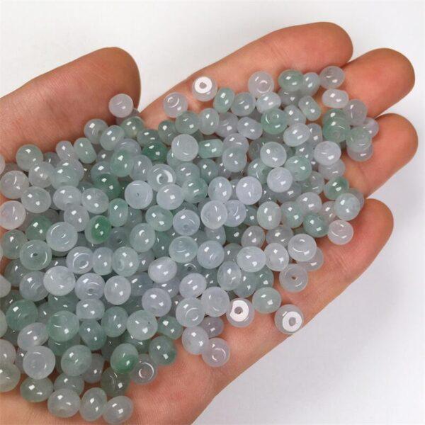 donut shape ice green and white jade bead natural jadeite bead - Image 8