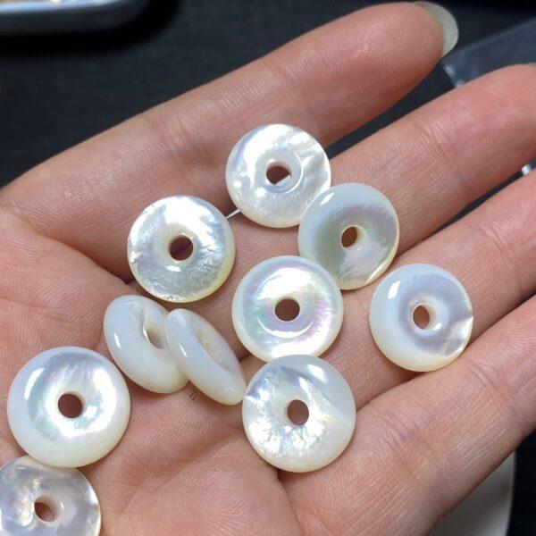 donut bead, shell bead, ring bead, white bead