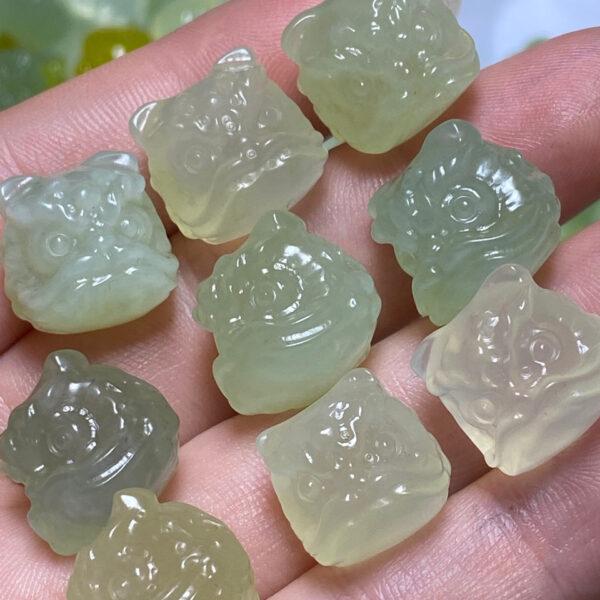 lion head bead, serpentine bead, jade bead, green bead, clear bead