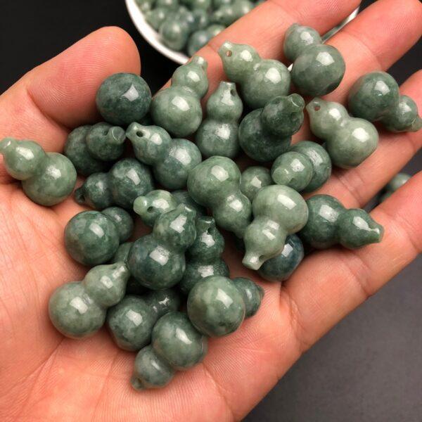 gourd bead, gourd pendant, jade gourd, jade bead, jadeite bead, jade pendant, green jade bead - Image 2