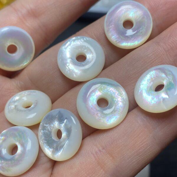 donut bead, shell bead, ring bead, white bead - Image 2