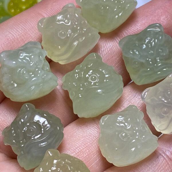 lion head bead, serpentine bead, jade bead, green bead, clear bead - Image 2