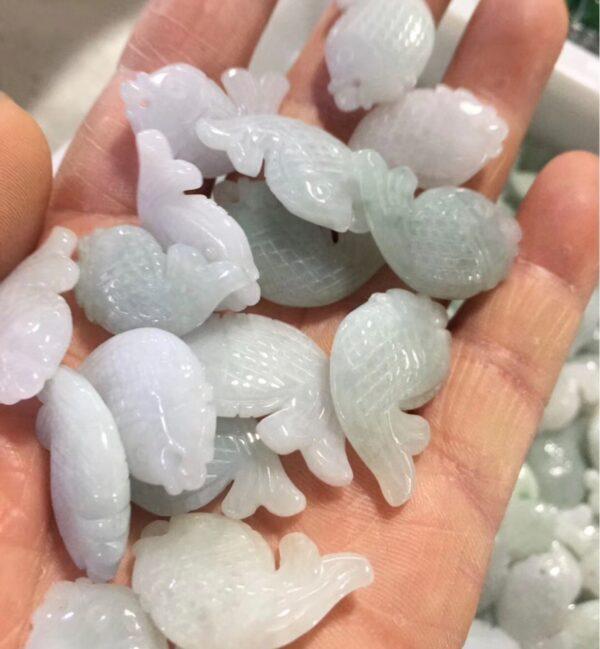 genuine natural jadeite carp fish shape small pendant bead - Image 2