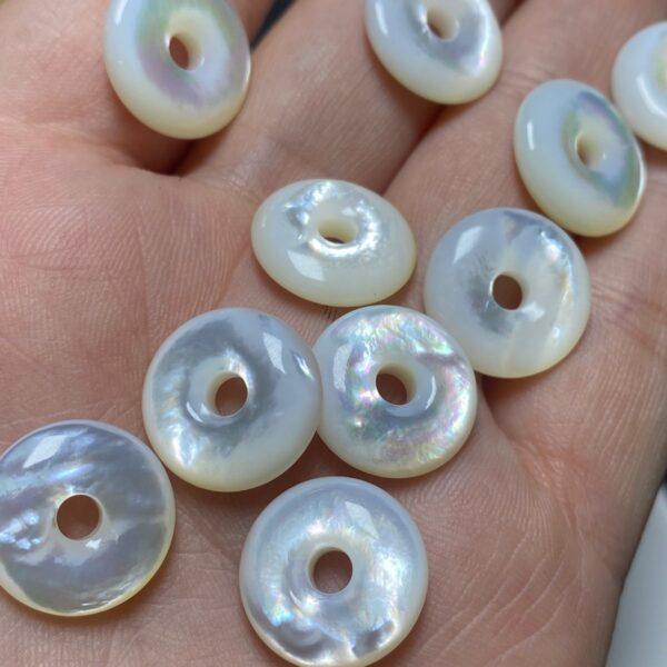 donut bead, shell bead, ring bead, white bead - Image 3