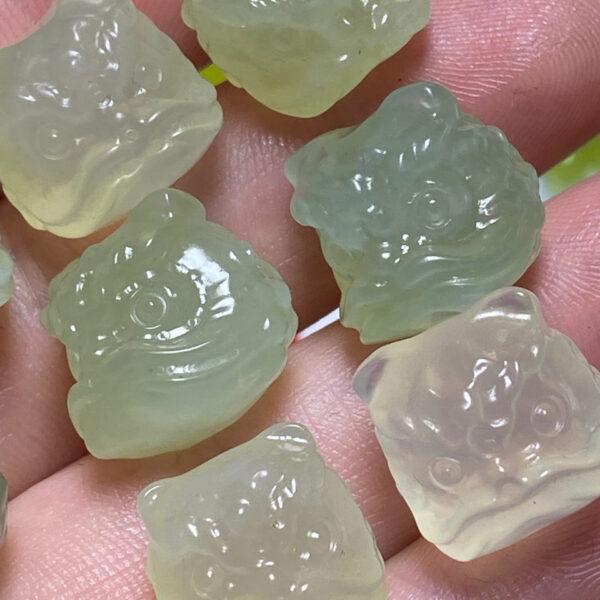 lion head bead, serpentine bead, jade bead, green bead, clear bead - Image 3