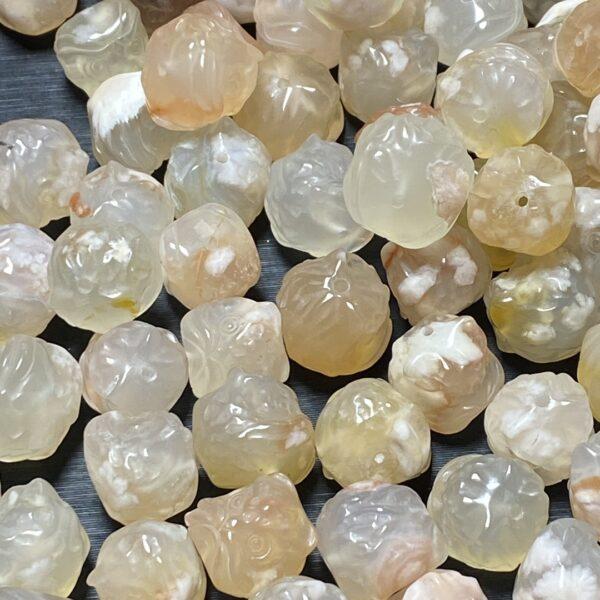 lion head bead, sakura agate bead, pink bead, flower bead - Image 3