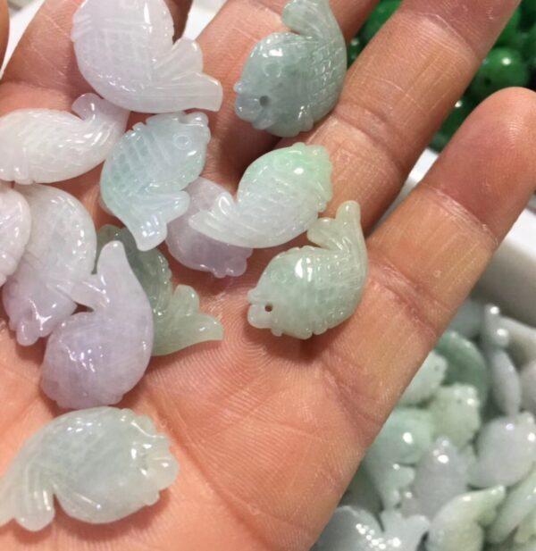 genuine natural jadeite carp fish shape small pendant bead - Image 3