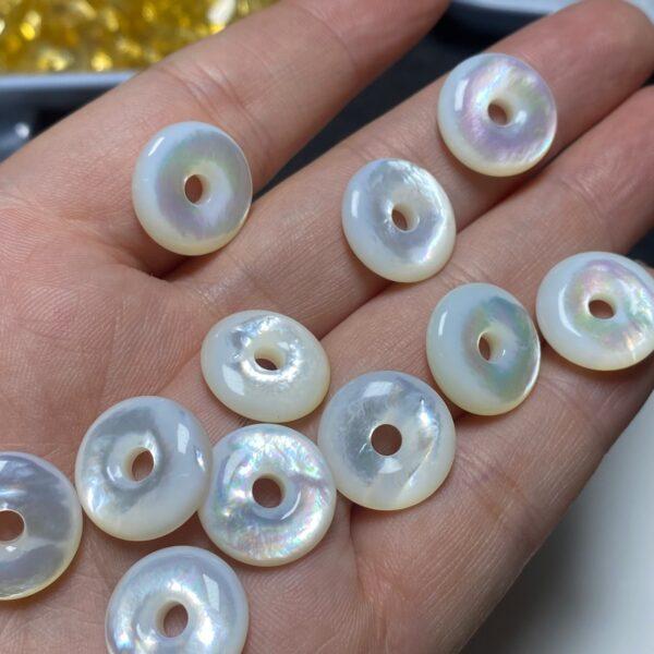 donut bead, shell bead, ring bead, white bead - Image 4