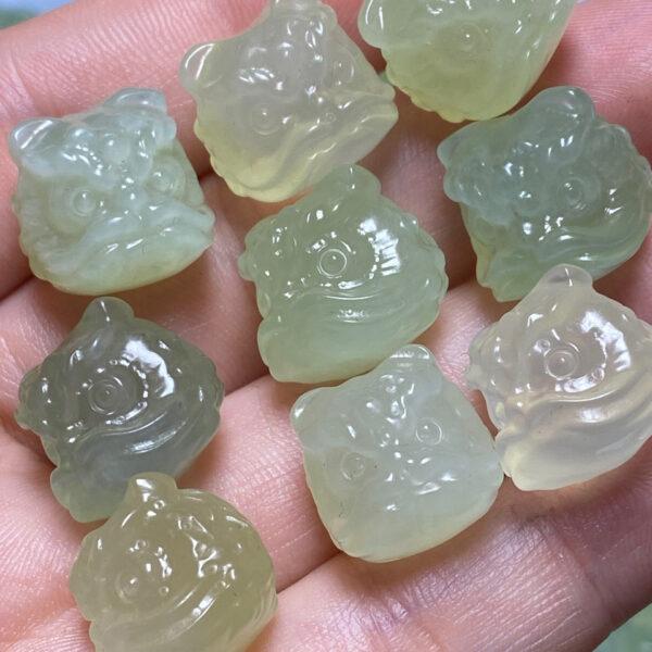 lion head bead, serpentine bead, jade bead, green bead, clear bead - Image 4