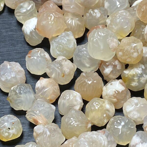 lion head bead, sakura agate bead, pink bead, flower bead - Image 4
