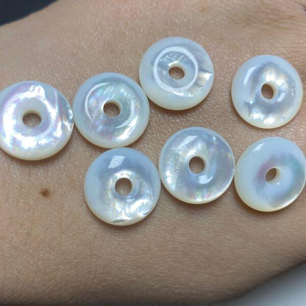 donut bead, shell bead, ring bead, white bead - Image 5