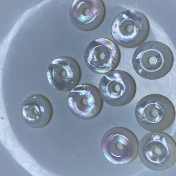 donut bead, shell bead, ring bead, white bead - Image 6