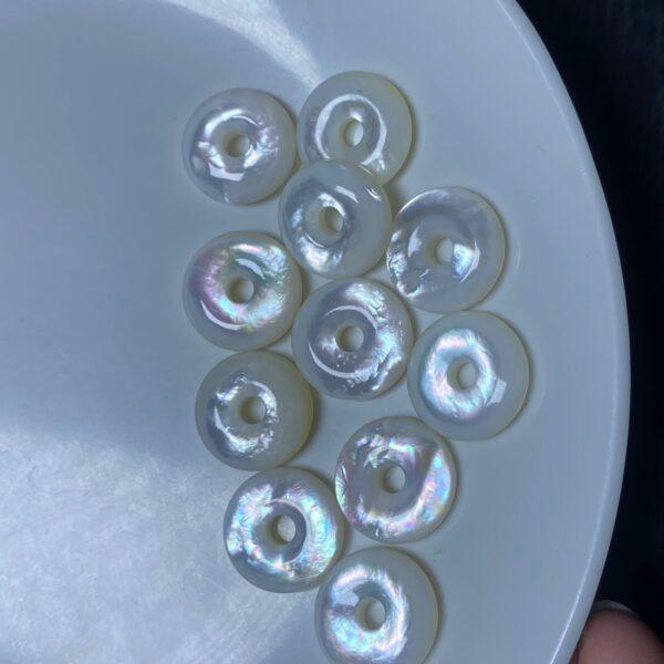donut bead, shell bead, ring bead, white bead - Image 7