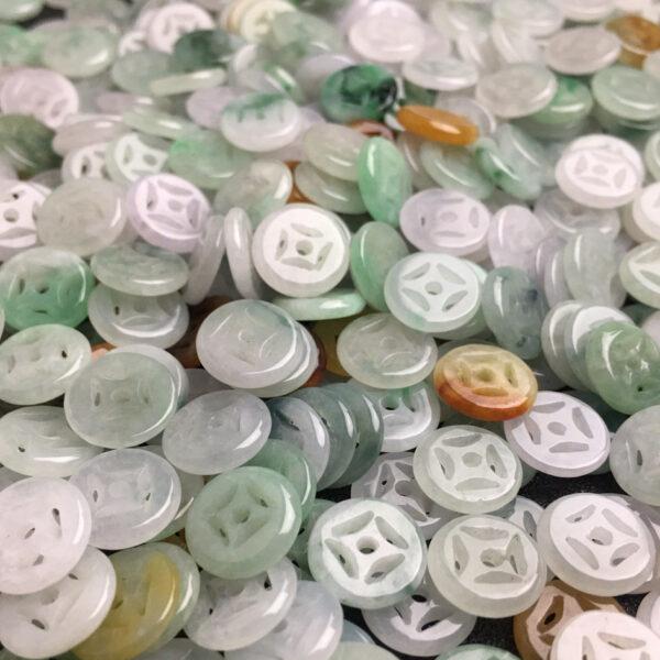 hollow flower pattern oblate round shape natural colorful jadeite bead - Image 7