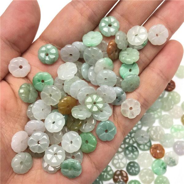 flower beads, flat bead, jade bead, jadeite bead, colorful bead, green bead
