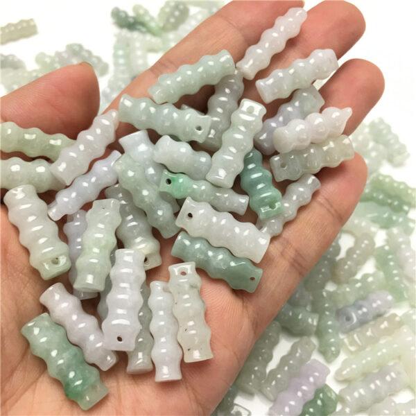 knot beads, bamboo pendant, jade charm, jade bead, jadeite bead, white bead, green bead
