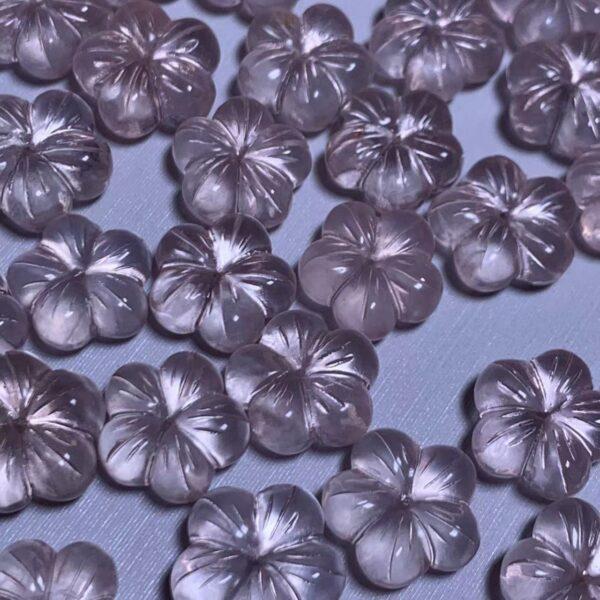 flower bead, rose quartz bead, pink bead, light pink bead