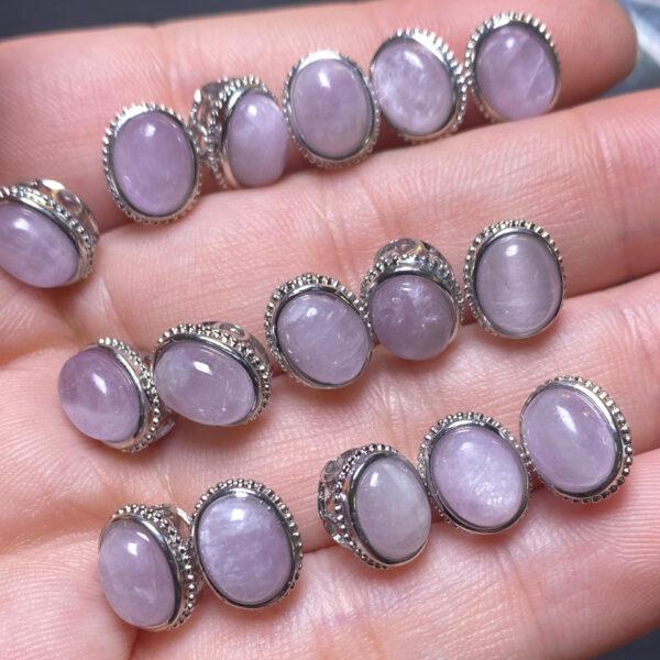 oval bead, spodumene bead, purple bead, gemstone charm