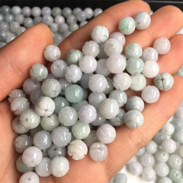 flower bead, lotus flower bead, round bead,  jade bead, jadeite bead - Image 10