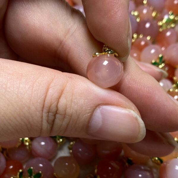 peach bead, peach pendant, agate bead, pink bead, small pendant - Image 2