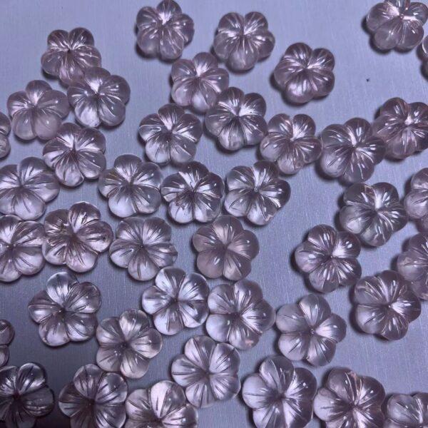 flower bead, rose quartz bead, pink bead, light pink bead - Image 2