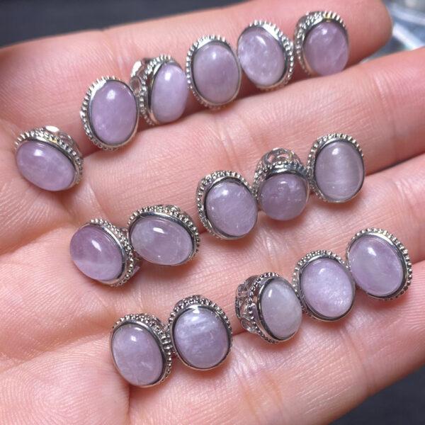 oval bead, spodumene bead, purple bead, gemstone charm - Image 2