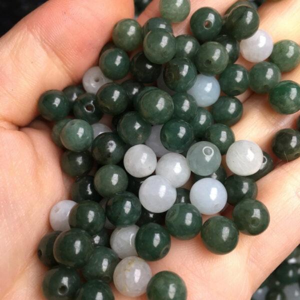 round beads, jade bead, jadeite bead, white bead, green bead - Image 2