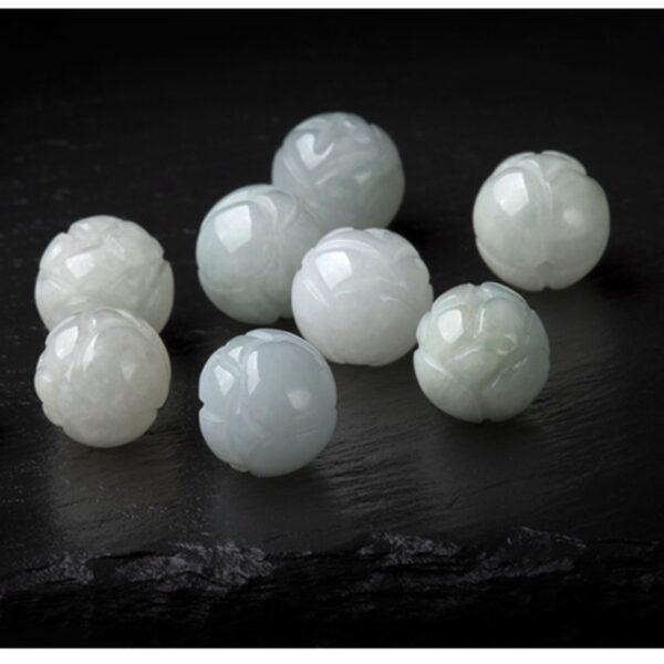 flower bead, lotus flower bead, round bead,  jade bead, jadeite bead - Image 2